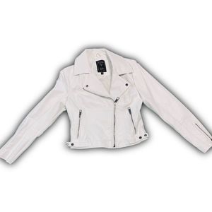 white faux leather biker jacket